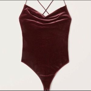 Abercrombie & Fitch velvet cowl neck bodysuit
